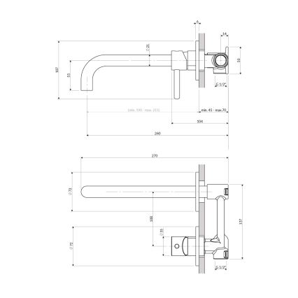 OMNIRES Y1215HLBL - Altaan hana upotettavalle asennukselle Y puolihimmeä musta