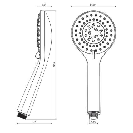 OMNIRES YOSEMITE-RBL - Käsisuihku YOSEMITE puolihimmeä musta