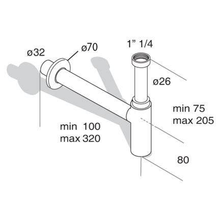 Omp tea - Pesualtaan hajulukko MINITOTI DN32 mattamusta
