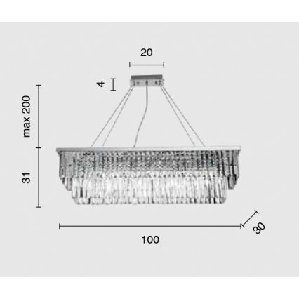 Ondaluce - DAIQUIRI kristallivalaisin vaijerilla 8xE14/10W/230V kiiltävä kromi