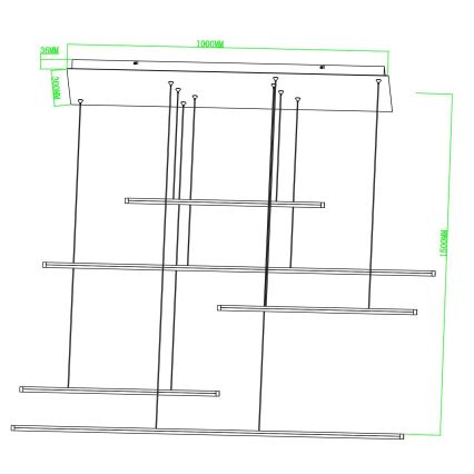 Ondaluce - himennettävä LED-riippuvalaisin kaapelilla GENIUS LED/72W/230V musta