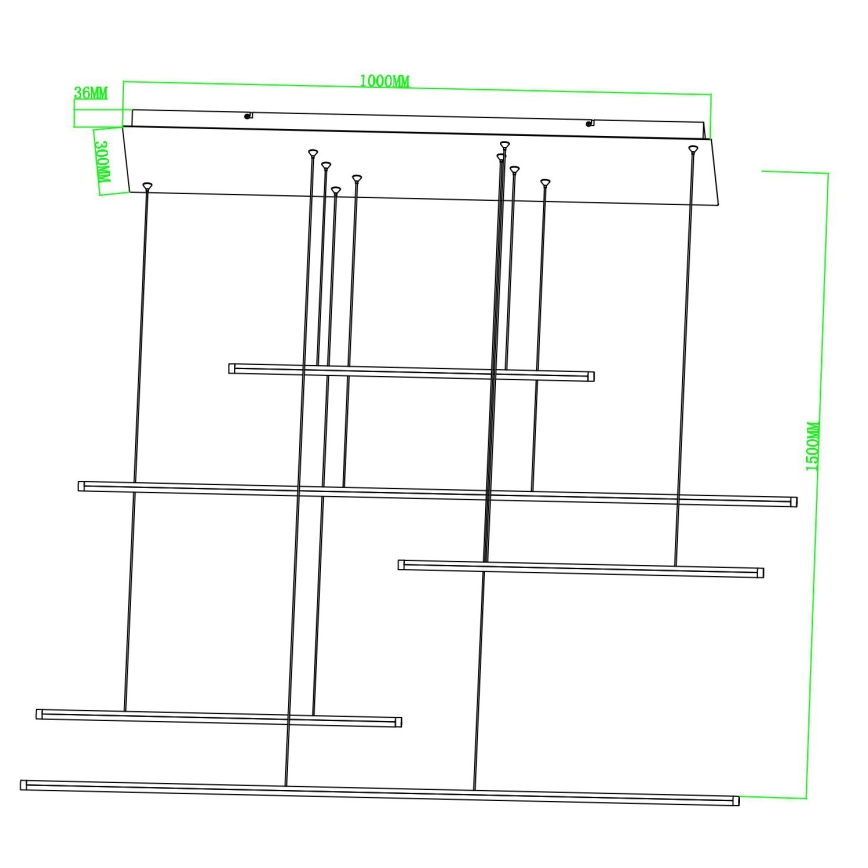 Ondaluce - himennettävä LED-riippuvalaisin kaapelilla GENIUS LED/72W/230V musta
