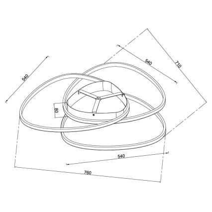 Ondaluce - himmennettävä LED-kattovalaisin ROSE LED/80W/230V kultainen