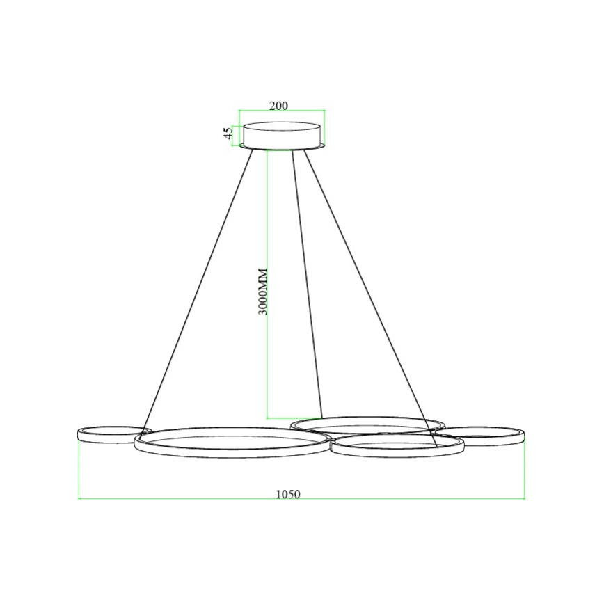 Ondaluce - himmennettävä LED-riippuvalaisin kaapelilla POIS LED/60W/230V, kultainen