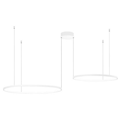 Ondaluce - LED-himmennettävä riippuvalaisin ripustusvaijerilla SOEL LED/28W/230V + LED/38W, halkaisija 80/60 cm, valkoinen