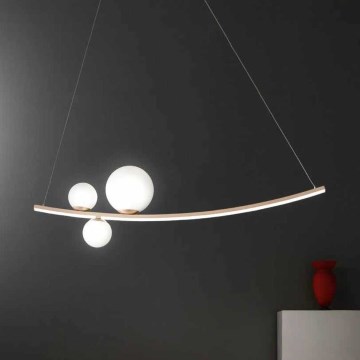 Ondaluce - himmennettävä LED-riippuvalaisin vaijerilla ALTALENA LED/48W/230V kulta/valkoinen