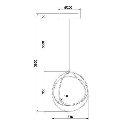 Ondaluce - himmennettävä LED-riippuvalaisin vaijerilla GOLDEN LED/28W/230V, kultainen