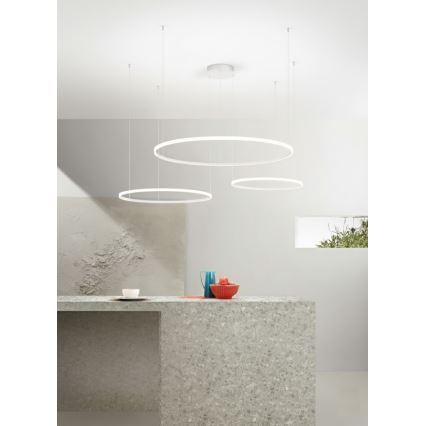 Ondaluce - SOEL himmennettävä LED-riippuvalaisin vaijerilla LED/28W/230V + LED/38W + LED/47W 3000/4000K Ø 100/80/60 cm valkoinen