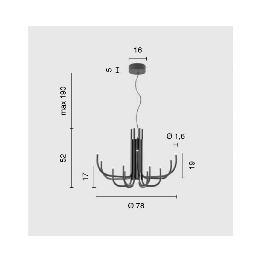 Ondaluce - himmennettävä riippuvalaisin vaijerilla NOUVEAU LED/35W/230V musta