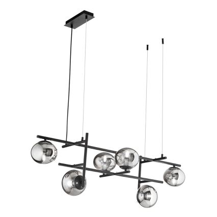 Ondaluce - JEWEL riippuvalaisin kaapelilla 6xE14/10W/230V musta/savunmusta