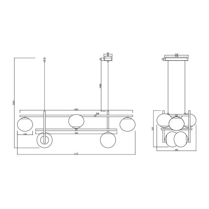 Ondaluce - JEWEL riippuvalaisin kaapelilla 6xE14/10W/230V musta/savunmusta