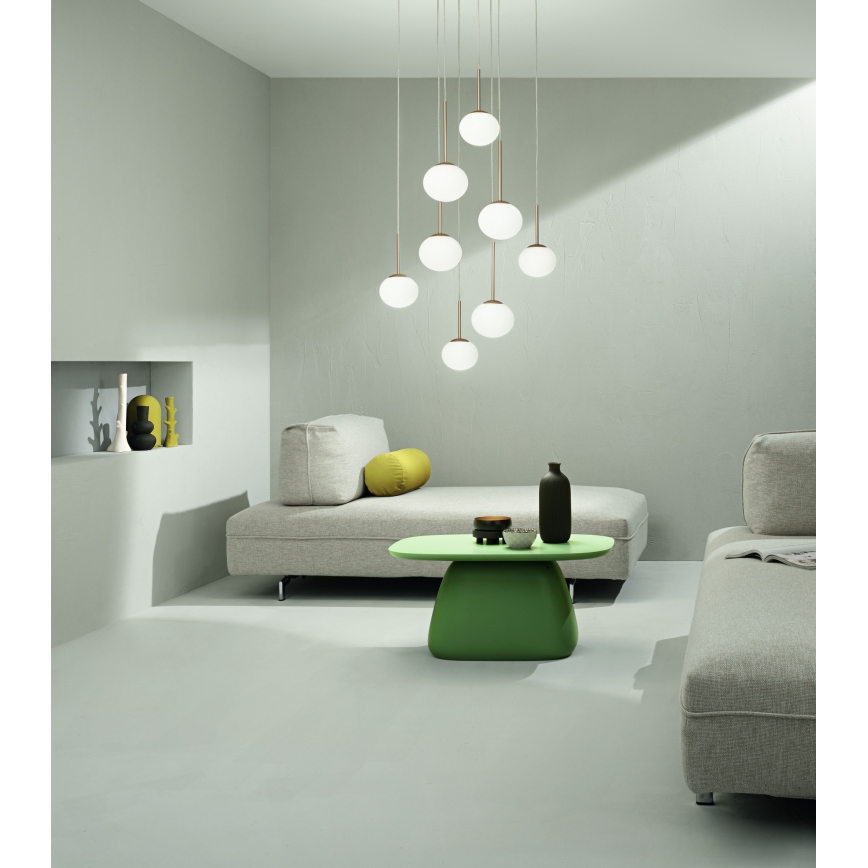 Ondaluce - JEWEL riippuvalaisin vaijerilla 1xE14/10W/230V Ø 17 cm kulta/valkoinen