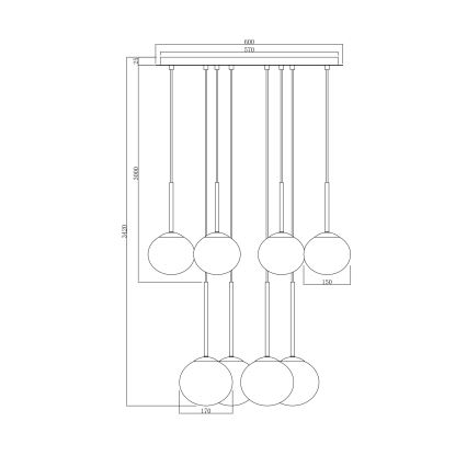 Ondaluce - JEWEL riippuvalaisin vaijerilla 8xE14/10W/230V Ø 70 cm kulta/valkoinen
