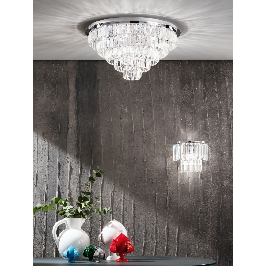 Ondaluce - Kristallinen kattovalaisin CASTLE 12xG9/7W/230V halkaisija 60 cm kiiltävä kromi