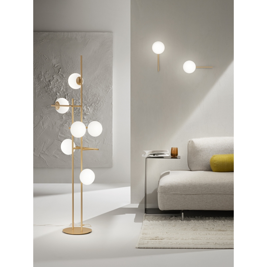 Ondaluce - Lattiavalaisin JEWEL 6xE14/10W/230V 166 cm kultainen/valkoinen