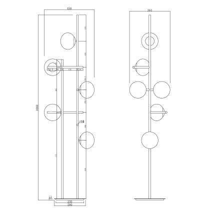 Ondaluce - Lattiavalaisin JEWEL 6xE14/10W/230V 166 cm kultainen/valkoinen