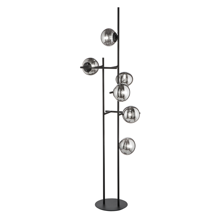 Ondaluce - Lattiavalaisin JEWEL 6xE14/10W/230V 166 cm musta/savunmusta