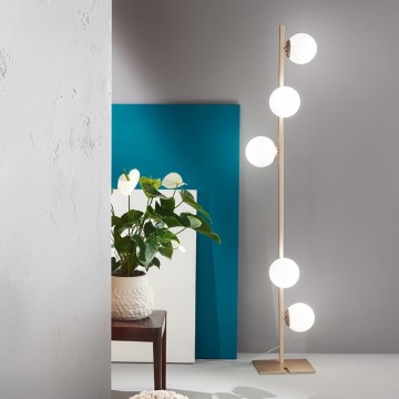 Ondaluce - Lattiavalaisin MONILE 5xE14/10W/230V 170 cm kultainen/valkoinen