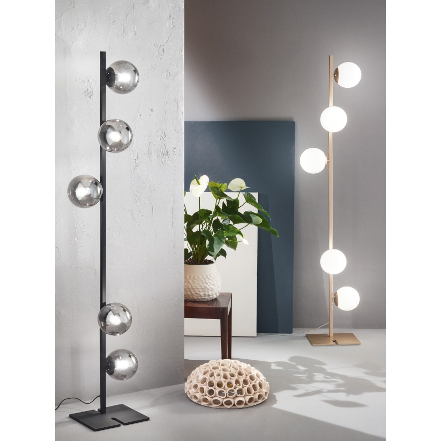 Ondaluce - Lattiavalaisin MONILE 5xE14/10W/230V 170 cm kultainen/valkoinen