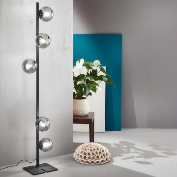 Ondaluce - Lattiavalaisin MONILE 5xE14/10W/230V 170 cm musta/savunmusta