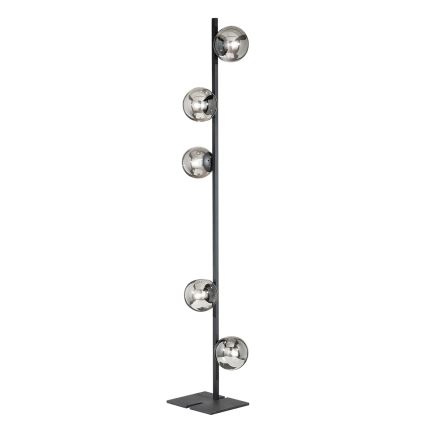 Ondaluce - Lattiavalaisin MONILE 5xE14/10W/230V 170 cm musta/savunmusta