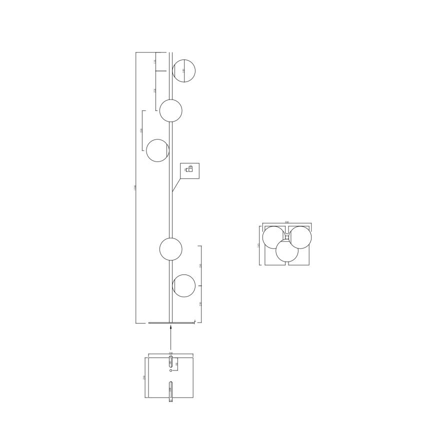 Ondaluce - Lattiavalaisin MONILE 5xE14/10W/230V kultainen/valkoinen