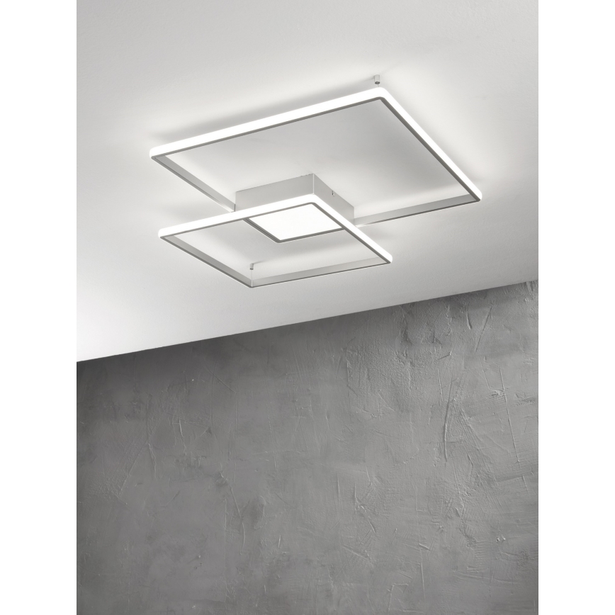 Ondaluce - LED himmennettävä kattovalaisin DOWEL LED/46W/230V 55x55 cm hopea