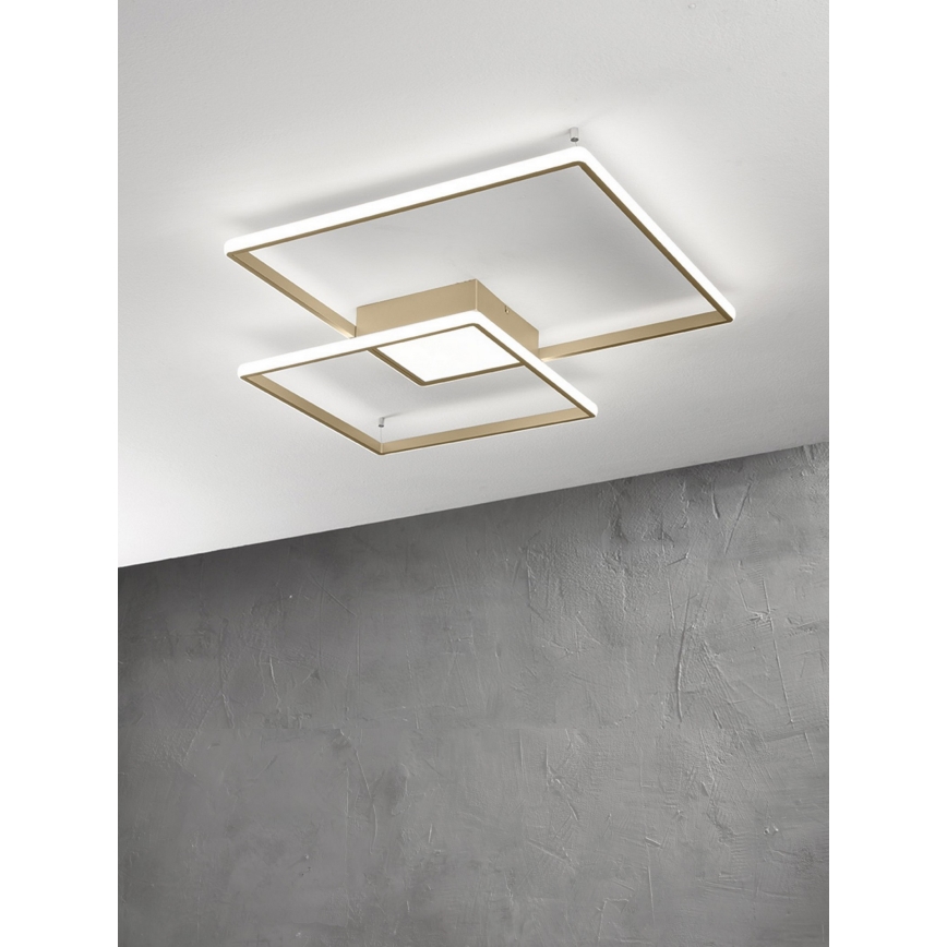 Ondaluce - LED-himmennettävä kattovalaisin DOWEL LED/46W/230V 55x55 cm kultainen