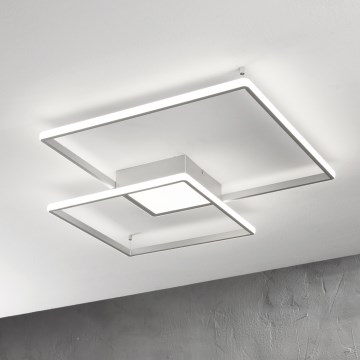 Ondaluce - LED-himmennettävä kattovalaisin DOWEL LED/60W/230V 75x75 cm hopeanvärinen