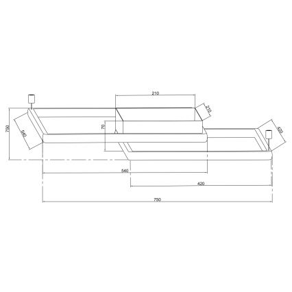 Ondaluce - LED-himmennettävä kattovalaisin DOWEL LED/60W/230V 75x75 cm hopeanvärinen