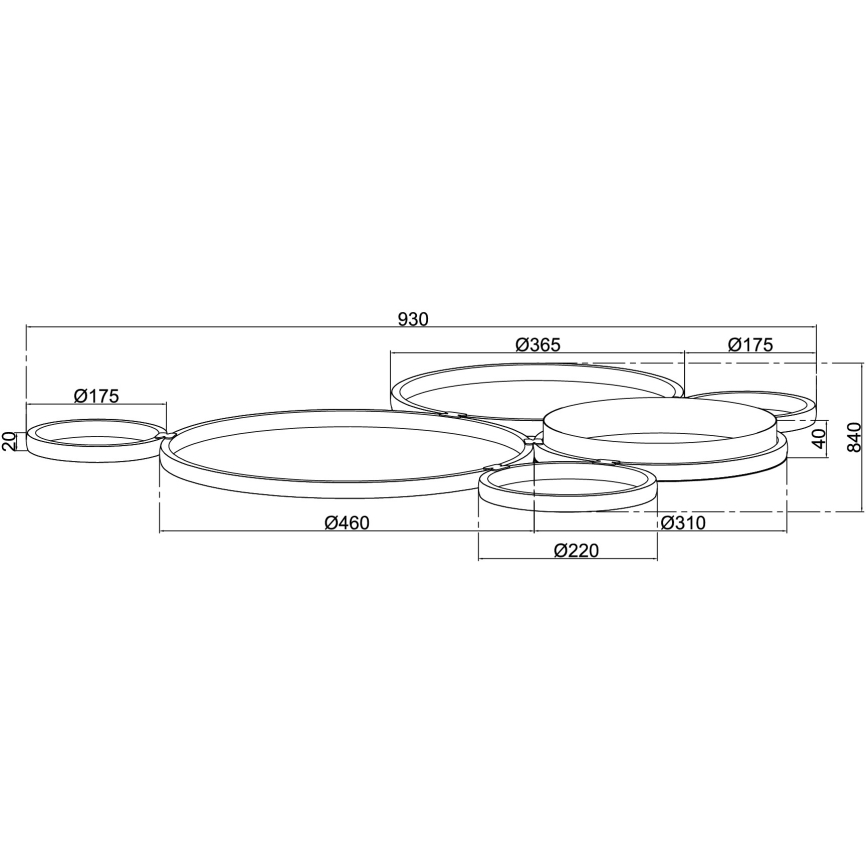 Ondaluce - LED-himmennettävä kattovalaisin POIS LED/68W/230V hopea