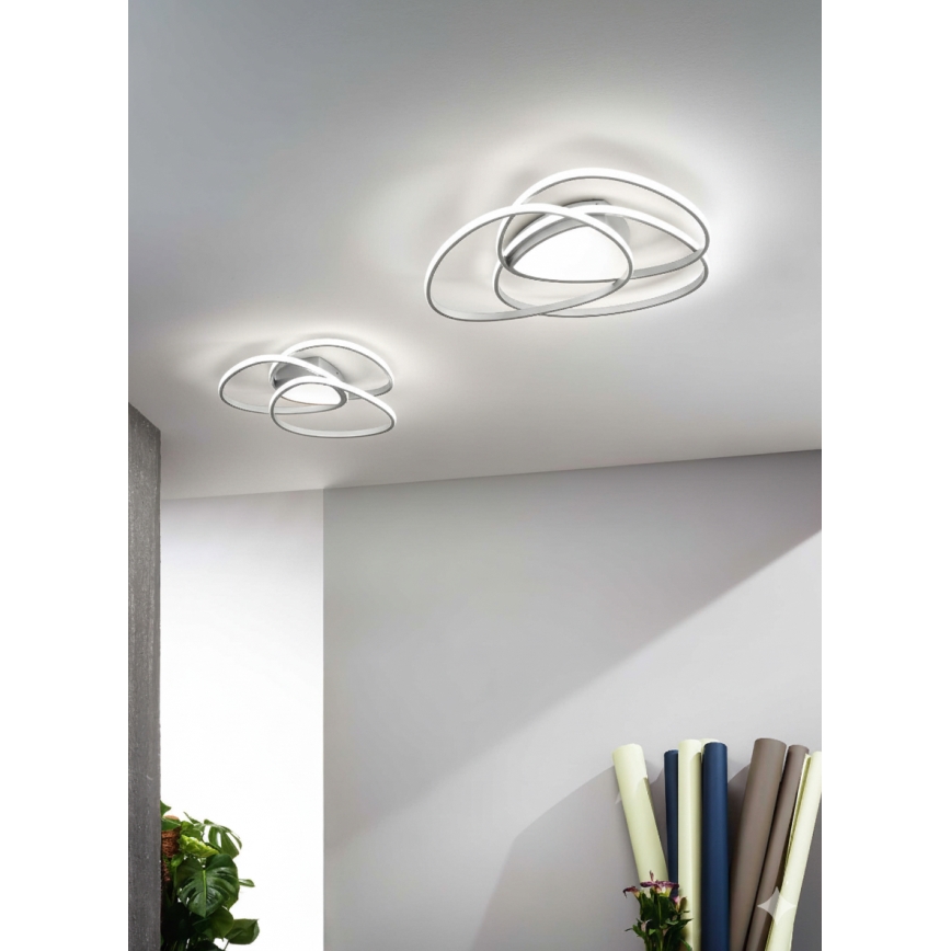 Ondaluce - LED-himmennettävä kattovalaisin ROSE LED/60W/230V 50x54 cm hopeanvärinen