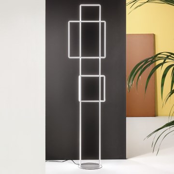 Ondaluce - LED himmennettävä lattiavalaisin DOWEL LED/77W/230V 166 cm hopeanvärinen