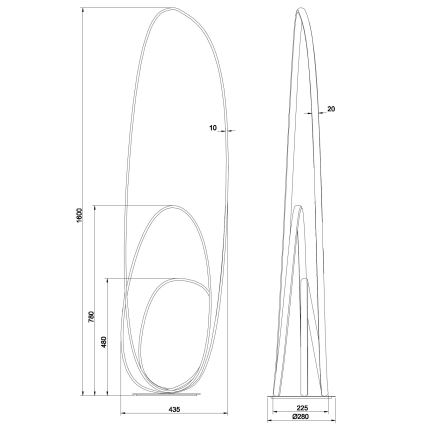Ondaluce - LED-himmennettävä lattiavalaisin GOLDEN LED/45W/230V 160 cm, kultainen