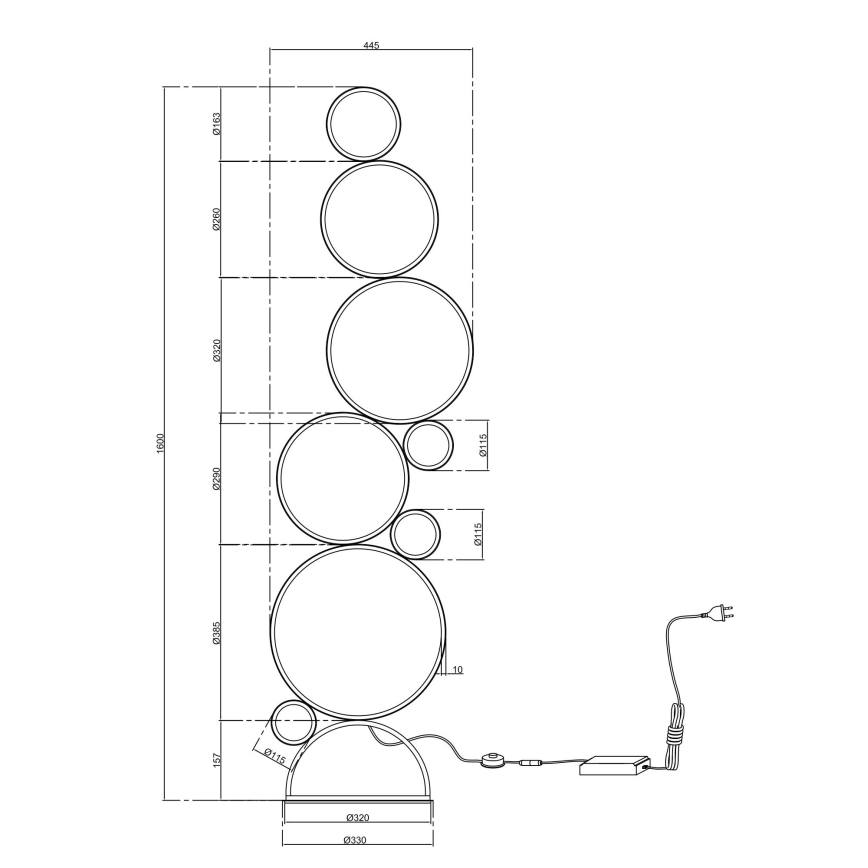 Ondaluce - LED-himmennettävä lattiavalaisin POIS LED/52W/230V, kultainen