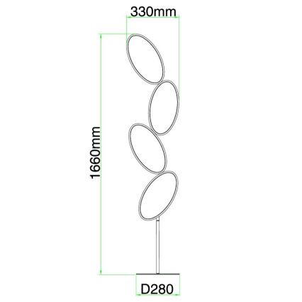Ondaluce - LED-himmennettävä lattiavalaisin RICE LED/38W/230V 166 cm kullanvärinen