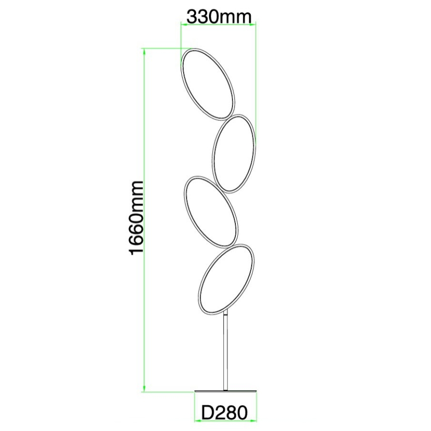 Ondaluce - LED-himmennettävä lattiavalaisin RICE LED/38W/230V 166 cm kullanvärinen