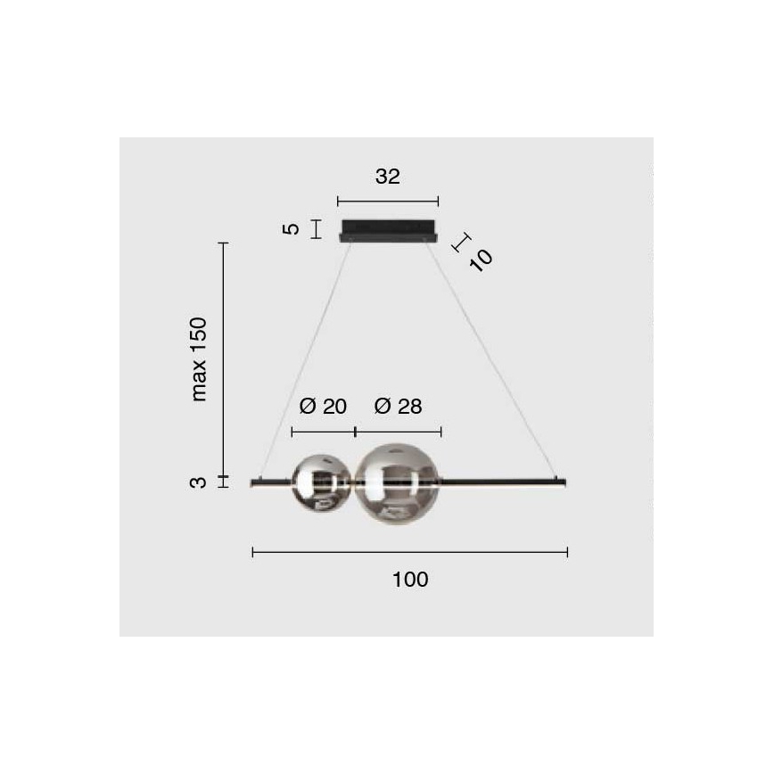 Ondaluce - LED-himmennettävä riippuvalaisin kaapelilla FUFI LED/40W/230V musta/savunmusta