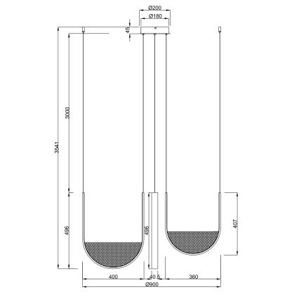 Ondaluce - LED-himmennettävä riippuvalaisin vaijerikiinnityksellä LOTUS LED/70W/230V kullanvärinen