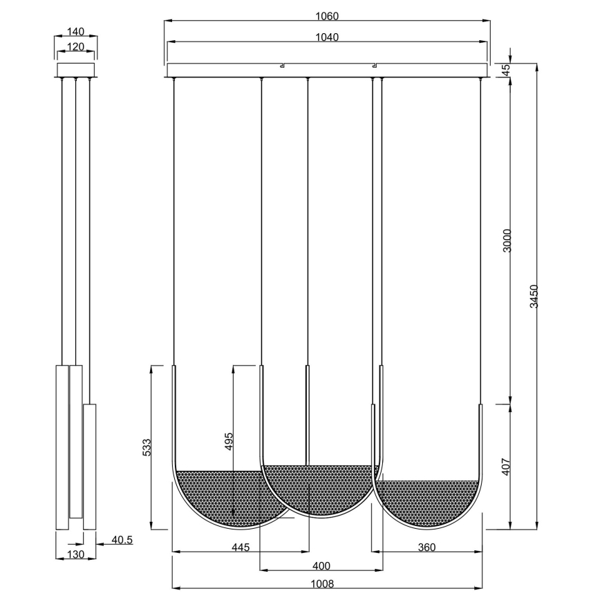 Ondaluce - LED-himmennettävä riippuvalaisin vaijerilla LOTUS LED/70W/230V kullanvärinen