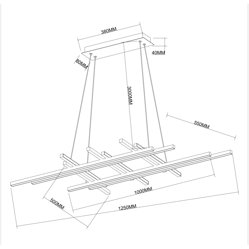 Ondaluce - LED himmennettävä riippuvalaisin vaijerilla MOVIDA LED/114W/230V musta