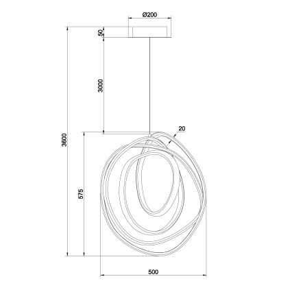 Ondaluce - LED-himmennettävä riippuvalaisin vaijeriripustuksella GOLDEN LED/50W/230V Ø 50 cm kultainen