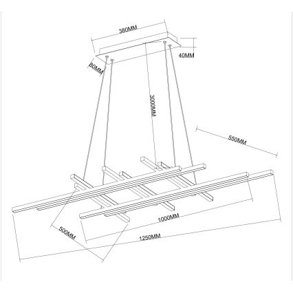 Ondaluce - MOVIDA LED/114W/230V, himmennettävä riippuvalaisin johdolla, kultainen