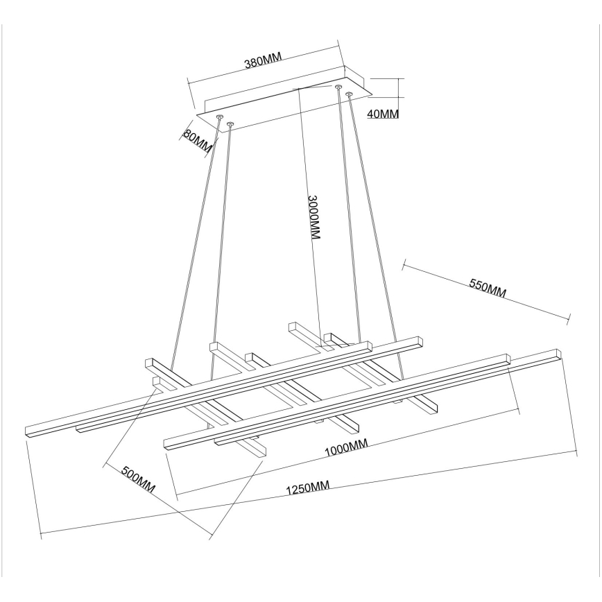 Ondaluce - MOVIDA LED/114W/230V, himmennettävä riippuvalaisin johdolla, kultainen