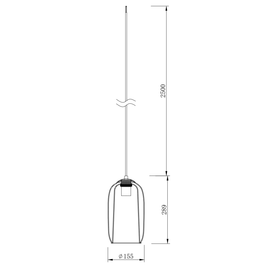 Ondaluce - Riippuvalaisin johdolla BONNIE 1xE27/15W/230V Ø 15,5 cm musta/savunmusta