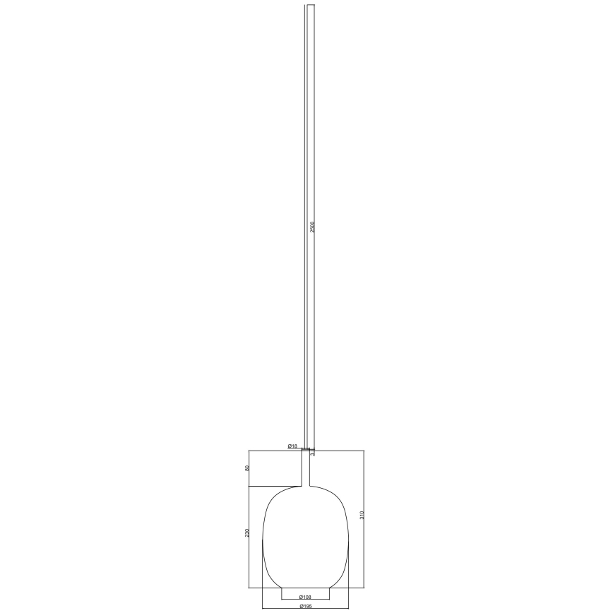 Ondaluce - Riippuvalaisin johdolla THELMA 1xE27/15W/230V halkaisija 19,5 cm musta/savunharmaa