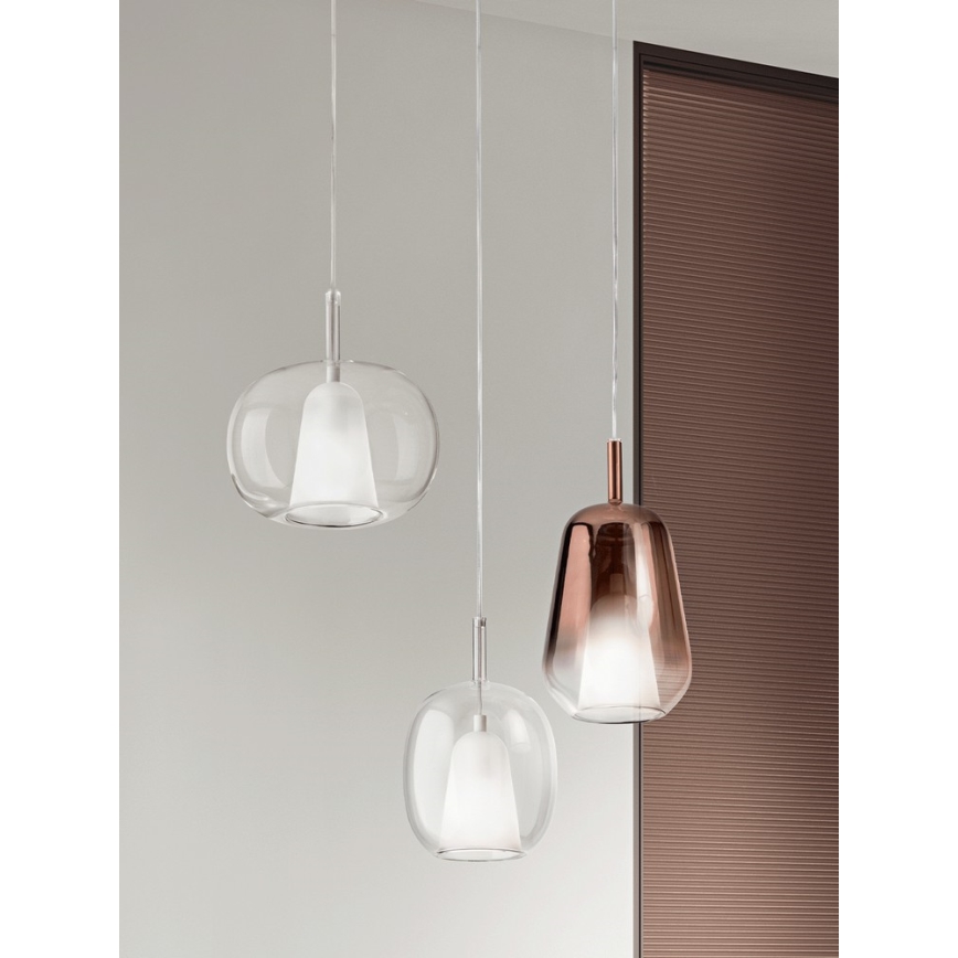 Ondaluce - riippuvalaisin johdolla THELMA 1xE27/15W/230V halkaisija 25 cm kullanvärinen/kirkas
