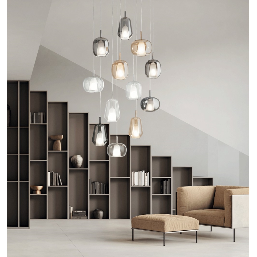 Ondaluce - Riippuvalaisin johdolla THELMA 2xE27/15W/230V savuinen beige