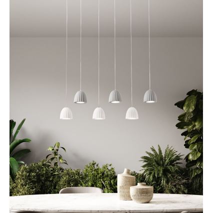 Ondaluce - Riippuvalaisin kaapelilla CONCRETE 1xGU10/7,5W/230V halkaisija 10,5 cm betoni/valkoinen
