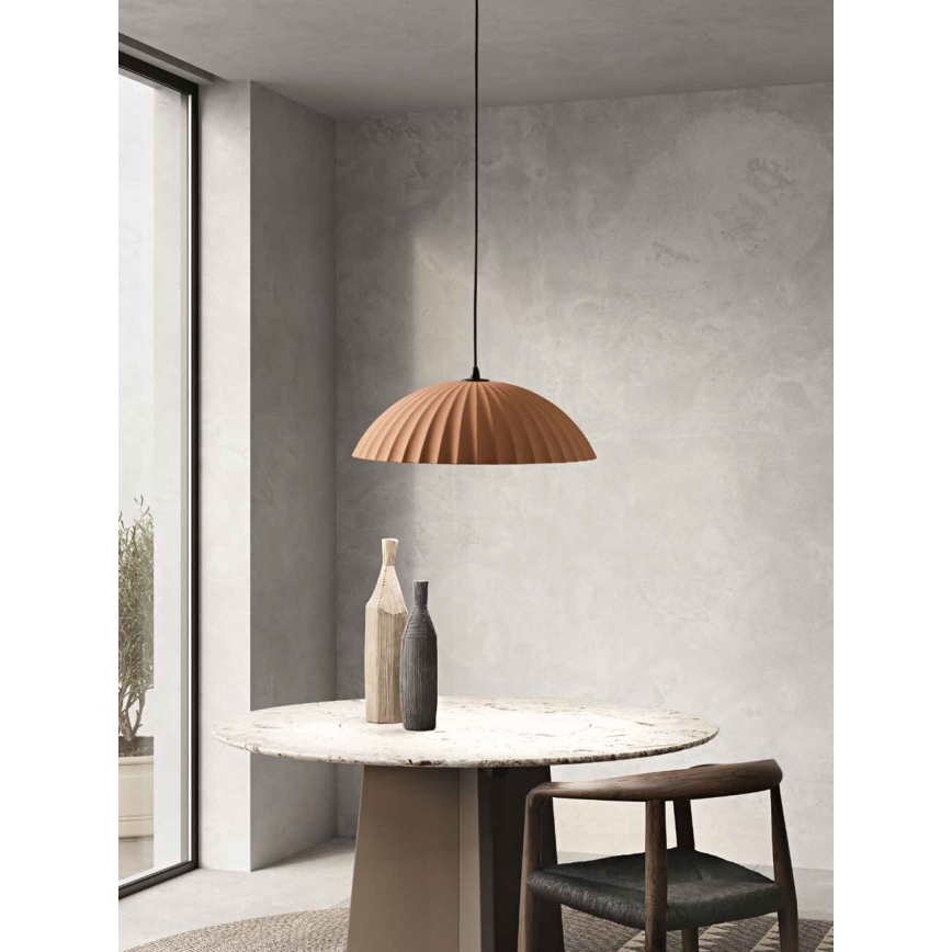 Ondaluce - Riippuvalaisin kaapelilla RUSTIC 1xE27/15W/230V halkaisija 50 cm betoni/ruskea